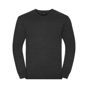 Russell Collection Mens Cotton Acrylic V Neck Sweatshirt / Charcoal Marl